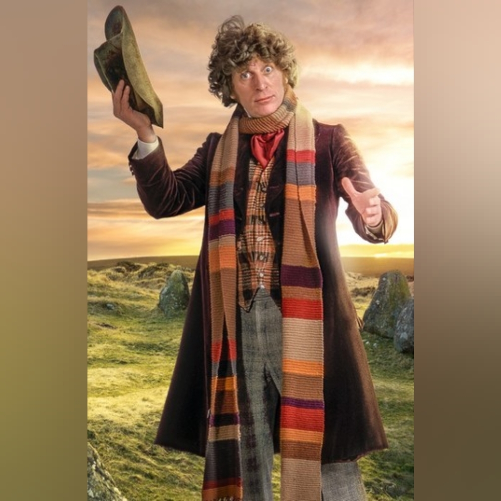 Dr. WHO, 4th Doctor, Trenchcoat, Scarf, Hat, Sonic Screwdriver Men's Large / XL
